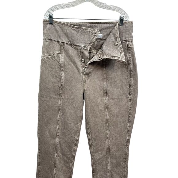 Topshop Womens Mom Jeans Tapered Leg Flap Waist Pockets Heather Brown‎ Size W34 - Picture 4 of 6